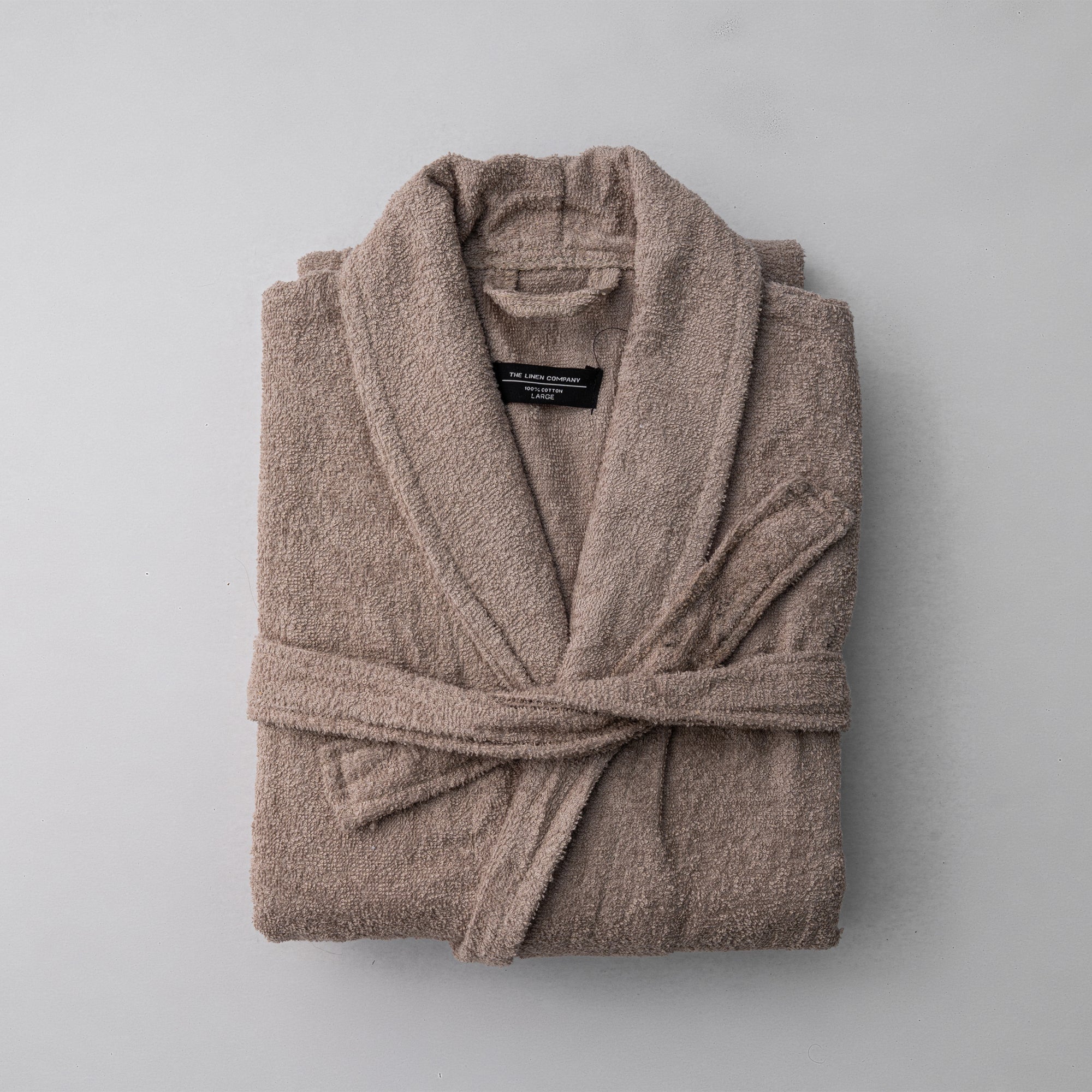 The Linen Company Accessories Large Taupe Collared Bathrobe